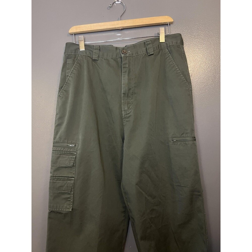 Paige Pants Women's Large Green Cargo Trouser Utility Pockets Wide Leg Waist 32"